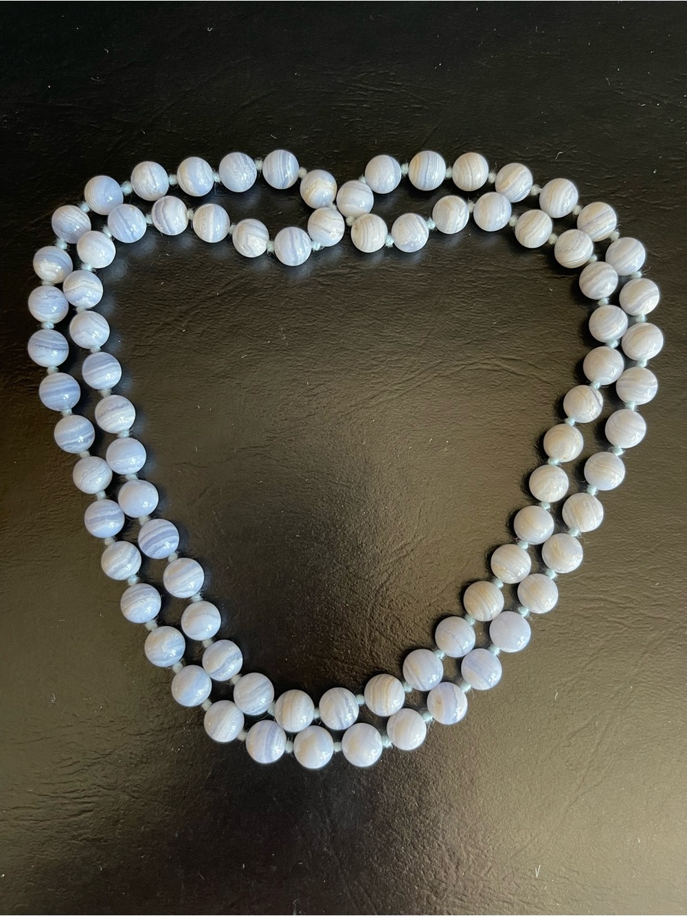 Genuine Blue Lace Agate Beaded Necklace.